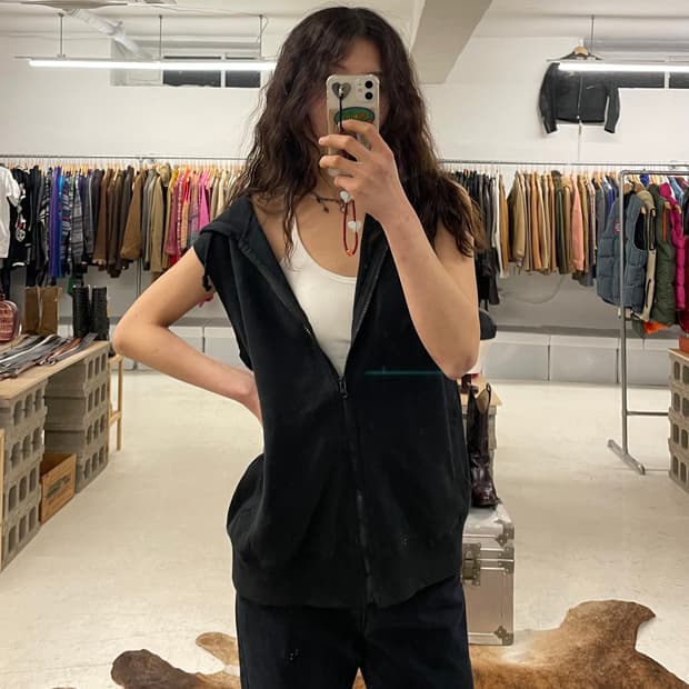 COMME CA WALK hood zip-up vest 후드 집업 베스트