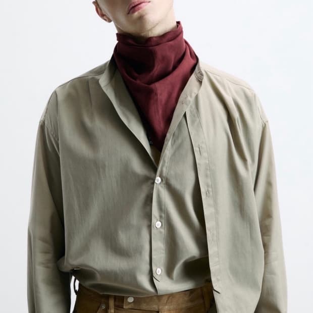 무명 DOUBLE LAYERED WRAP SHIRT 베이지 FREE