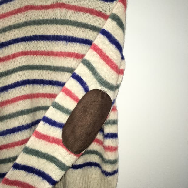 빈티지 스트라이프 패치 울 니트
