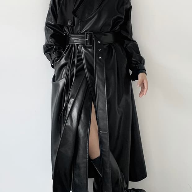 쓰리엠 두루마리 레더 롱코트 