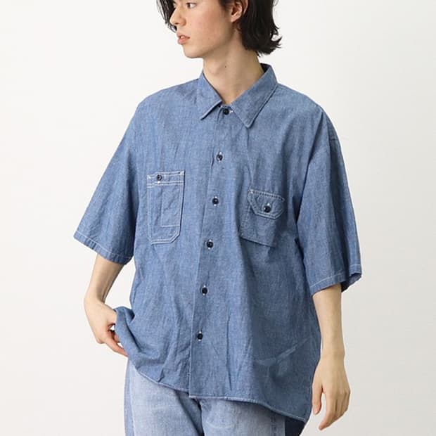 CAL O LINE 칼 오 라인 샴브레이 반팔 셔츠 (L)