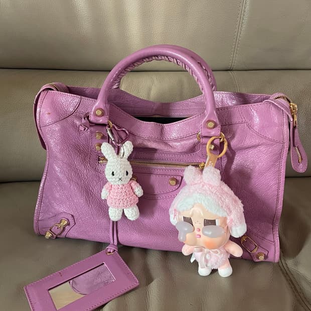 발렌시아가 모터백 시티백 미디움 핑크