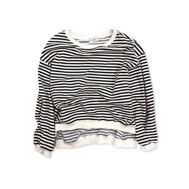 White stripe knitwear sweatshirt