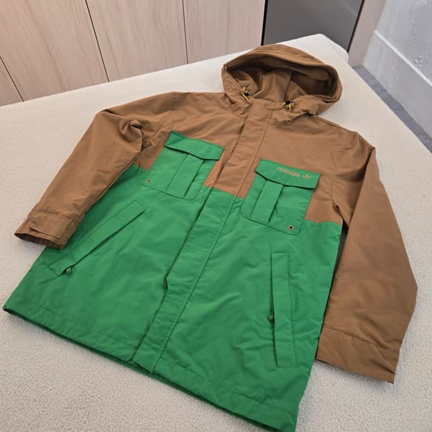 아디다스 브라운/그린 후드 자켓 100