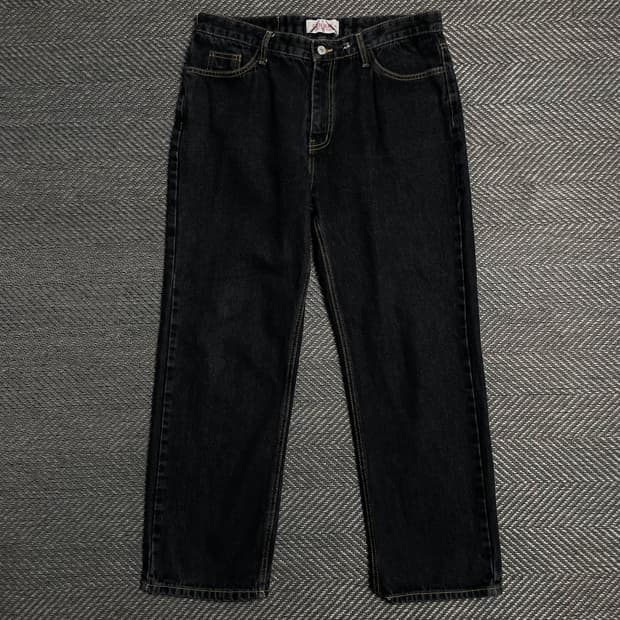 런웨이 빈티지 흑청 와이드 데님 스트레이트 팬츠o 5143