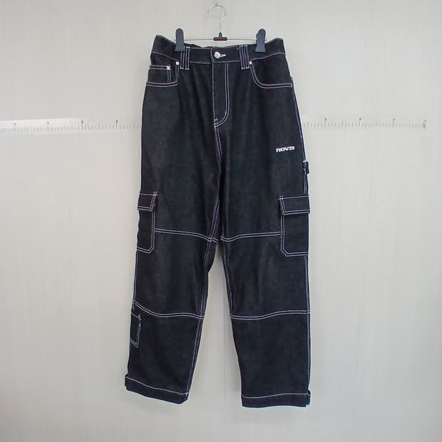 RDVZ 블랙 데님 카고 팬츠