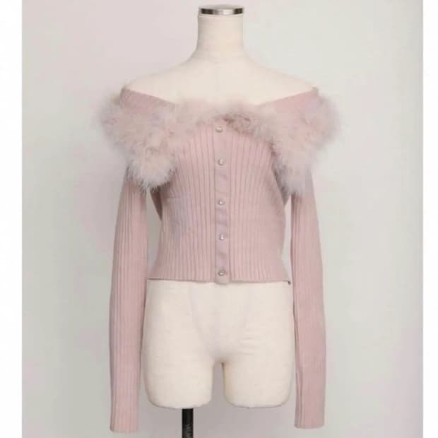 핑크/블랙 색상 2가지) Mmeeme 스나계 퍼 Tops 니트 양산형