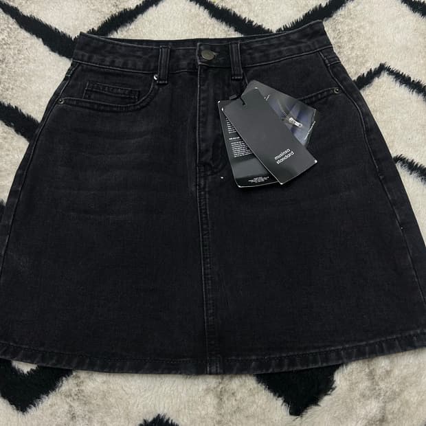 [XS]무신사스탠다드 데님 미니 스커트/워시드블랙