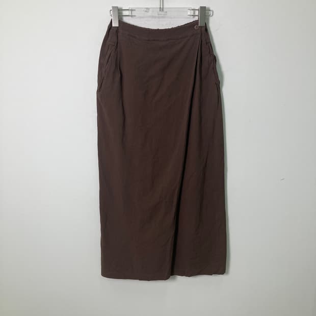 이세이미야케 플랜테이션 브라운 랩 롱 스커트 M