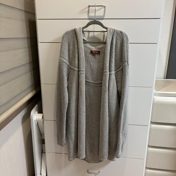 막스마라 그레이 글리터 후드 니트 가디건