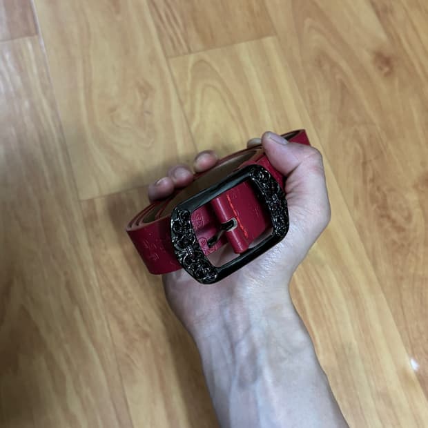 레드 엔틱 버클 빈티지 벨트