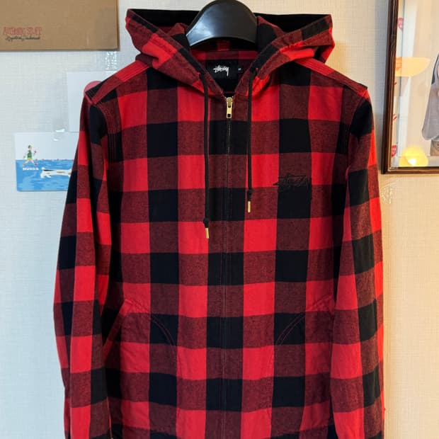 [M]Stussy 스투시 버팔로 체크 후드 집업 자켓