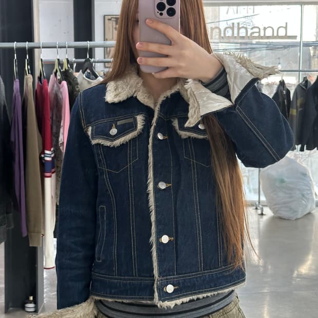 캘빈클라인 데님 퍼 쉐르파 자켓 