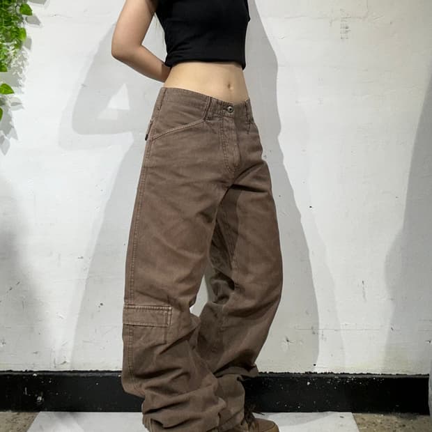 알마니 아카이브 브라운 와이드 데님 팬츠
