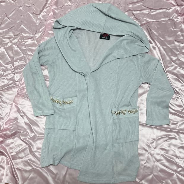 DaTuRa 다츄라 갸루 비쥬 후드 가디건 (베이비블루)