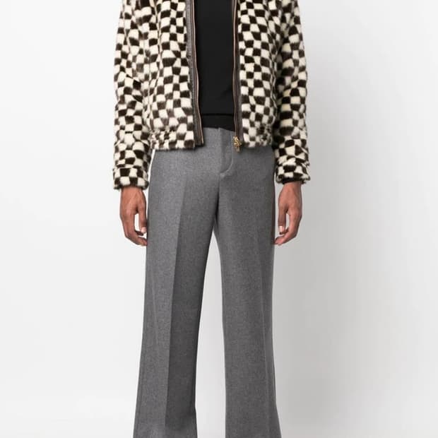 Amiri 23fw 체커드 퍼 봄버 자켓