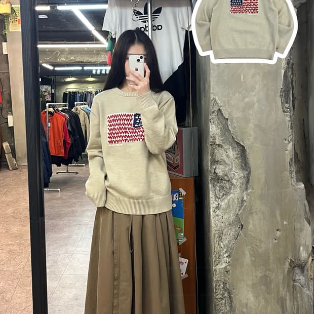 키르시 USA 그래픽 니트 베이지  #csz2873