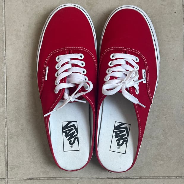 반스 어센틱 뮬 - 레이싱 레드:트루 화이트