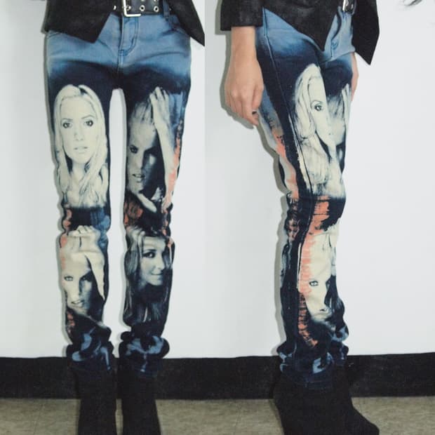 jpn vtg 키치 프린트 로우라이즈 스키니진