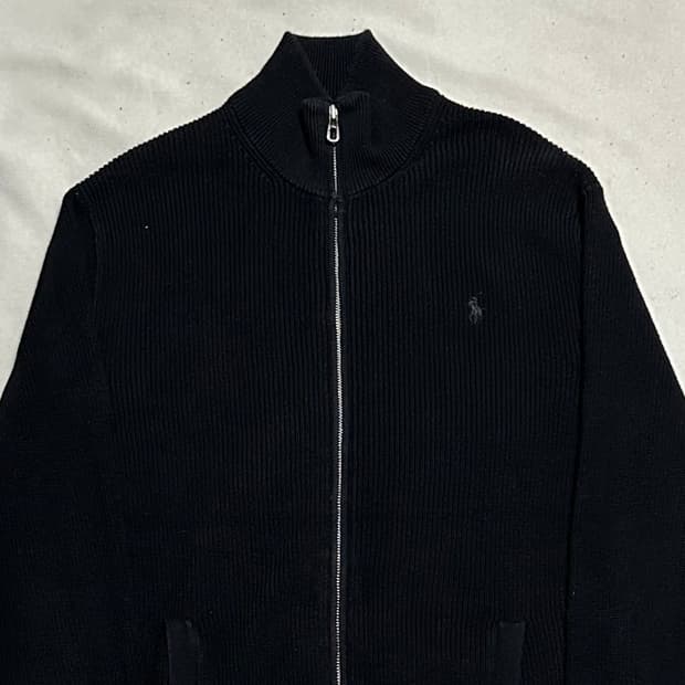 XL 폴로랄프로렌 블랙 포니 코튼 니트 집업