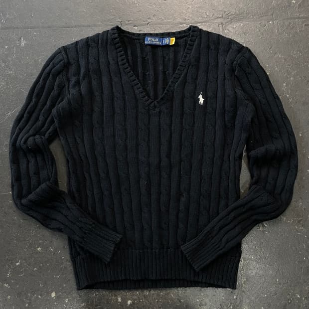 90 폴로 신형 꽈배기 브이넥 니트 