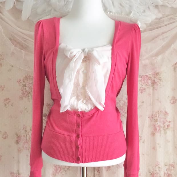 Vintage Bye Bye pink blouse layered milk