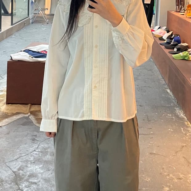 빈티지 레이스카라 블라우스 H485