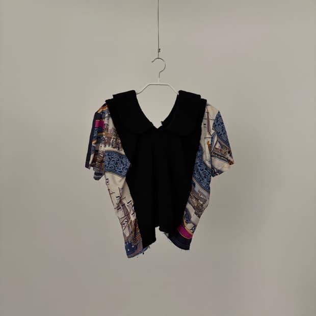 Sailor Scarf Knit Docking Blouse