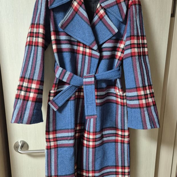 (새제품) JOSEPH 조셉 블루 체크 벨트 코트 을코트 34