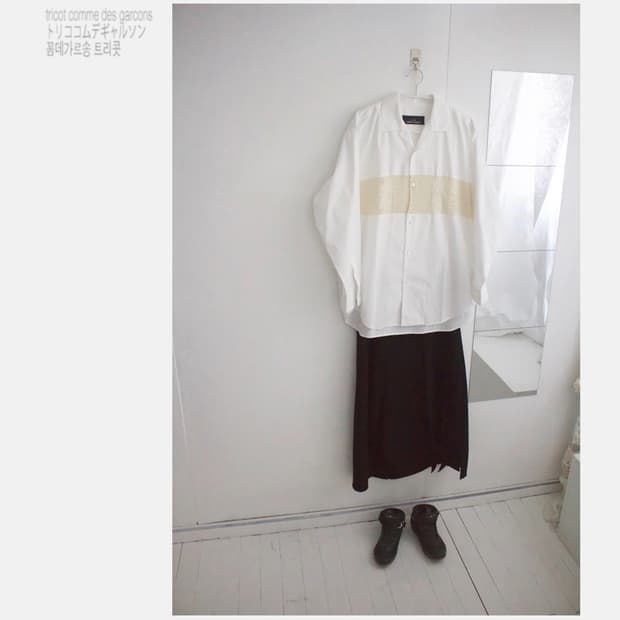 crochet knit pannel shirt