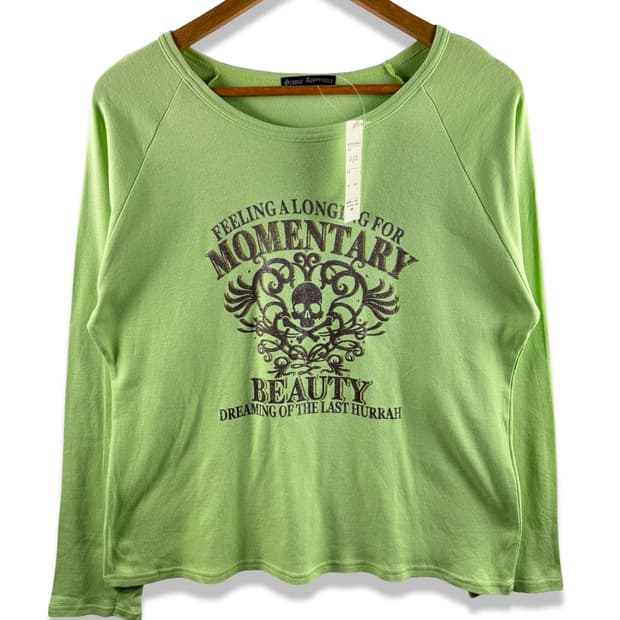 JPN 스컬 글리터 연두 롱슬리브2733