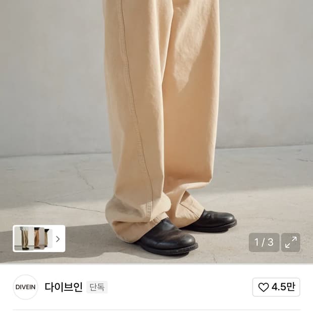 다이브인 와이드 치노팬츠 베이지 0사이즈