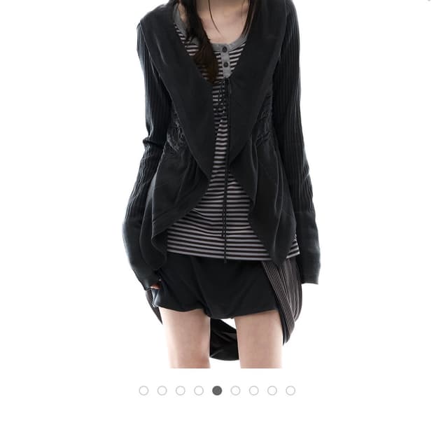 오호스 Ruffled Drape Cardigan Charcoal