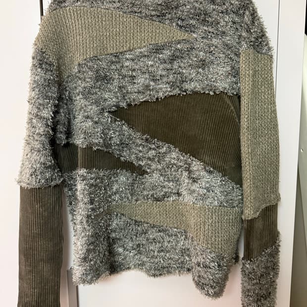 앤더슨벨 컬러 블록 스웨터 니트 카키 XL