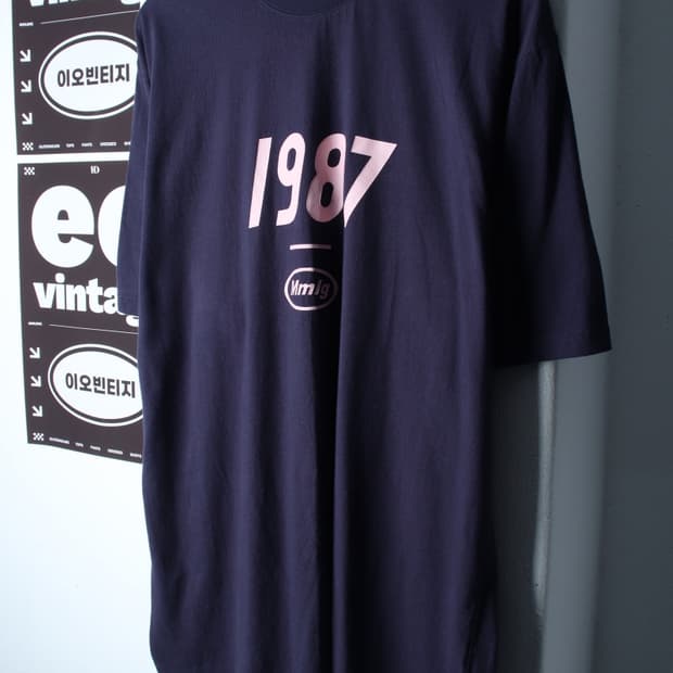 (L-2XL) 엠엠엘지 반팔 티셔츠 빅사이즈 네이비 올드스쿨-H34788