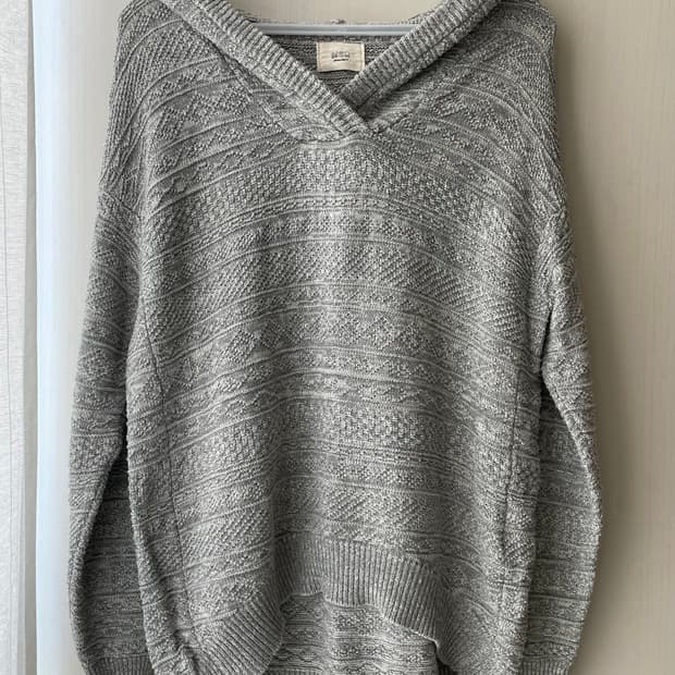 카모메산장 단품 그레이 니트 후드 / 모리걸 하구미