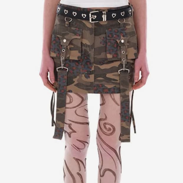 유쓰배쓰 카모 미니 스커트 카키