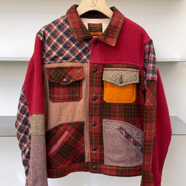 칼 헬무트 x 해리스 트위드 패치워크 울 트러커 자켓