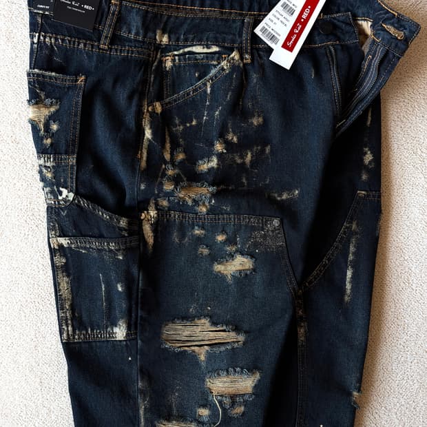 [데드스탁] 스모크라이즈 디스트로이드 글리터 더블니 카펜터 팬츠