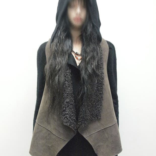 dkny asymmetric mouton vest