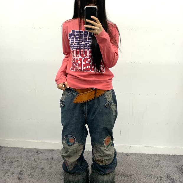 재패니즈 패치 데님 팬츠