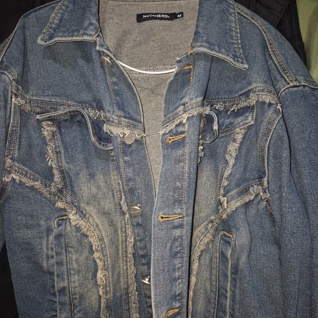 Cut Off Crop Denim Jacket - Deep Blue