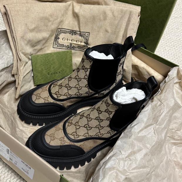구찌 GG 캔버스 앵클부츠 베이지 36사이즈