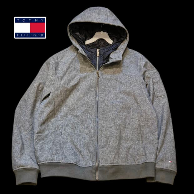 L~XL(착샷잇음) 타미힐피거 그레이 후드점퍼 
