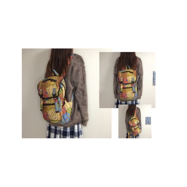 빈티지 플라워 에스닉 패치워크 패디드 백팩