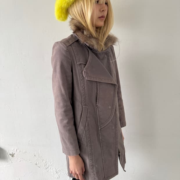 SYSTEM asymmetric washing denim jacket