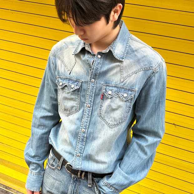 리바이스 빈티지 워싱 데님 웨스턴셔츠