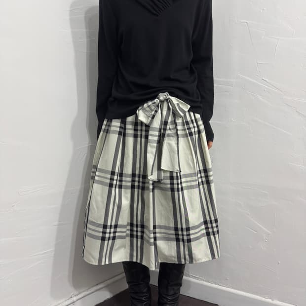 check strap skirt