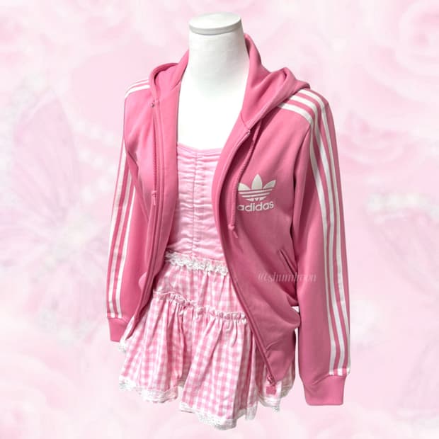 아디다스 후드플락 핑크 미소녀 져지