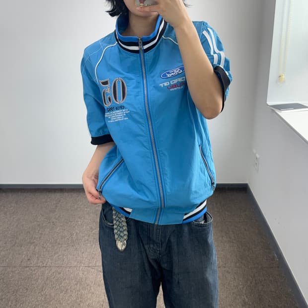 Fubu 후부 블루 ford gt 바람막이 반팔 집업